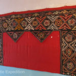 Hand embroidered wall hangings like these are often used in homes and yurts. They are made completely by hand.
