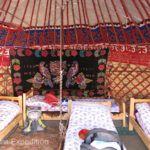 This guest yurt at Sabyrbek's Yurt Camp in Tash Rabat sleeps three.