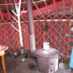 Each yurt has its own little stove to heat water for tea and keep the room warm.