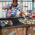 Vendors kept their stones sprayed with water to show off their colors.