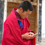 Oh yes, cell phones are very popular among monks of all ages. Not sure where the "giving up wordly"possessions figures into this arena.