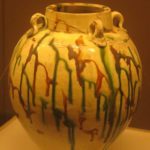 Tri-colored pot with four ear handles, Tang Dynasty