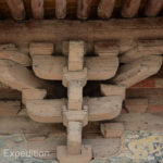 Close-up detail of the Dougong supports of the pagoda.