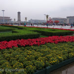 Tiananmen Square was peaceful as preparations were under way for the Chinese National Holiday celebrations. Tourists were just starting to gather.