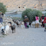 Afternoon is time to bring in the goats for milking. This was the entrance to Masha’s village. Our truck can be seen in the background.