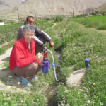 We filtered all of our personal drinking water with an MSR Guardian Purifier System that removes all protozoa, bacteria, viruses, and particulate. Monika pumps from an irrigation ditch.