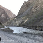 The narrow dirt road to Khorog can be exciting because you often have no idea of who is coming around the corner. Afghanistan is just across the river.
