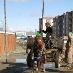 Getting water from a community well was still a common site in Mongolia.