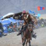 As a wonderful display of the intimate relationship between man, eagle and horse, the competitors then race at top speed past the judges’ stand with their eagle enjoying the ride with wings fully extended.
