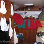 We did a final wash using the luxury of the washing machine at the Traveler’s Guesthouse. Hung outside to dry, they were frozen stiff in half an hour. We moved them into the heated camper and cranked the Eberspaecher Airtronic heater up to 70°F.