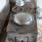 This simple metal stove was the source of heat and cooking fueled with horse, camel and cow dung.