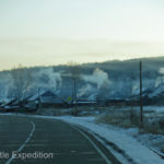 Houses in villages were heated with firewood or coal.