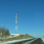 There were many communication towers along the Amur Highway.