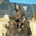 In the Central Square three impressive monuments pay tribute to the Fighters for Soviet Power.