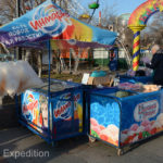 Next to this children’s playground a lady was selling ice cream. It was cold enough outside where it did not have to be in the coolers. On the contrary, we had seen street vendors keeping eggs and potatoes in Styrofoam boxes to keep them from freezing.