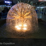 This pretty fountain caught our attention at night near the train station.