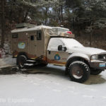 While camping at the Hahoe visitor parking area, we woke up to a light dusting of snow.