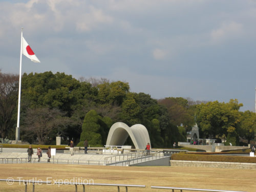 One of the monuments in the center of the Peace Memorial Park reminds us, among other things, to transcend hatred, pursue harmony and yearn for lasting World Peace.