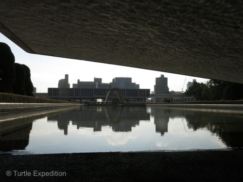 Hiroshima Peace Museum's reflection in the Peace Pond