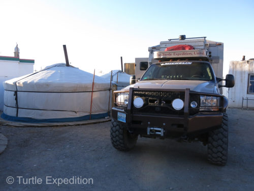 The Turtle V, a yurt on wheels, was quite comfortable among its fellows in the beautiful Tash Rabat, Kyrgyzstan, valley.