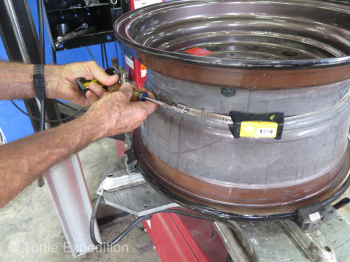 SmarTire Pressure and Temperature monitors were installed on all rims before tires were mounted and balanced.