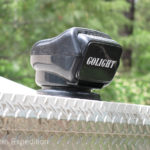 A roof mounted Golight® is controlled by a hand-held remote on the dash and in the camper.