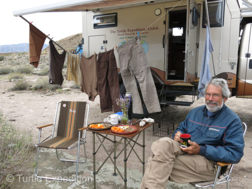 Aside from offering protection from burning sun or pouring rain, an awning is great place to hang clothes to dry when there isn’t a tree for fifty miles.