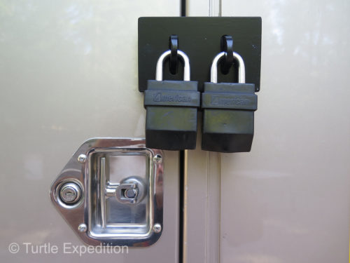 When we ship the truck or park in non secure areas, all outside doors can be locked or even double locked.