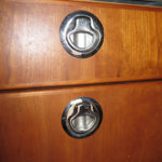 Stainless SouthCo marine latches were used to keep drawers and doors closed on rough roads.