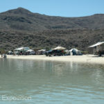 Life is good on the Sea of Cortez in Baja California where we could put our awning at the edge of the high tide mark.