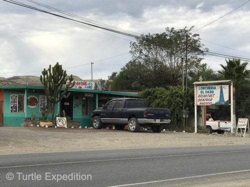 Café, Loncheria El Faro, in El Rosario is a great place for a quick meal on the road. The propane station is just across the street (at the southern end of town).