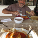 Nothing like a breakfast of “Huevos Rancheros” to start the day, fried eggs served on hot corn tortillas and smothered in cooked salsa (Rancho Santa Inéz)