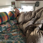 The luxury of overlanding in a self-contained camper---you get to sleep in while coffee is brewing.
