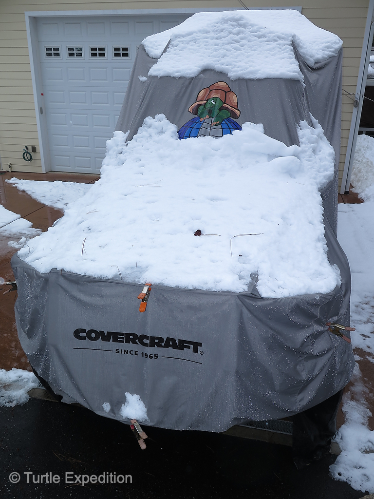 The Turtle V is safely tucked under a Covercraft cover awaiting warmer weather.